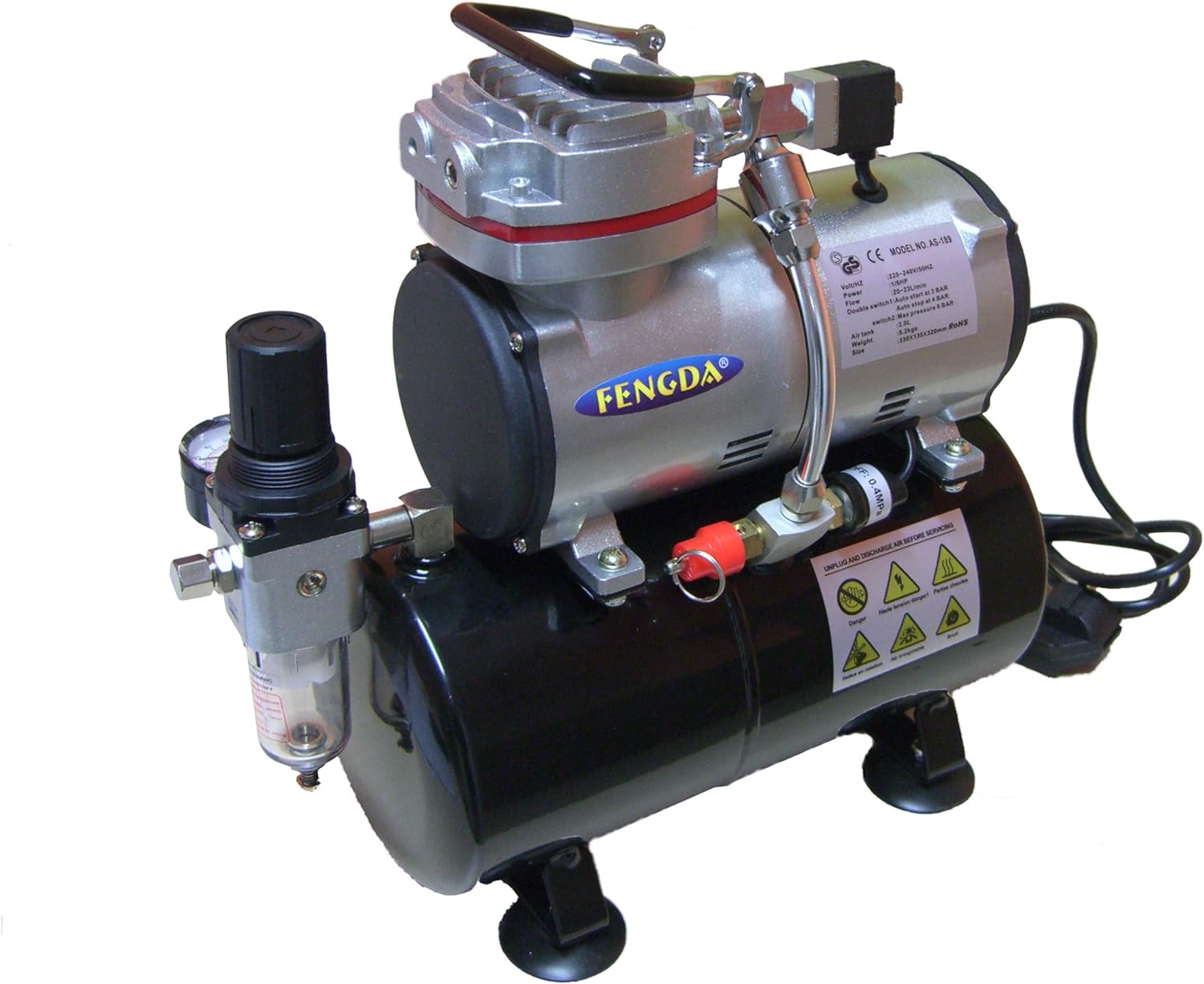 Compresor Profesional Fengda FD-189 con Chasis y Calderín 3L