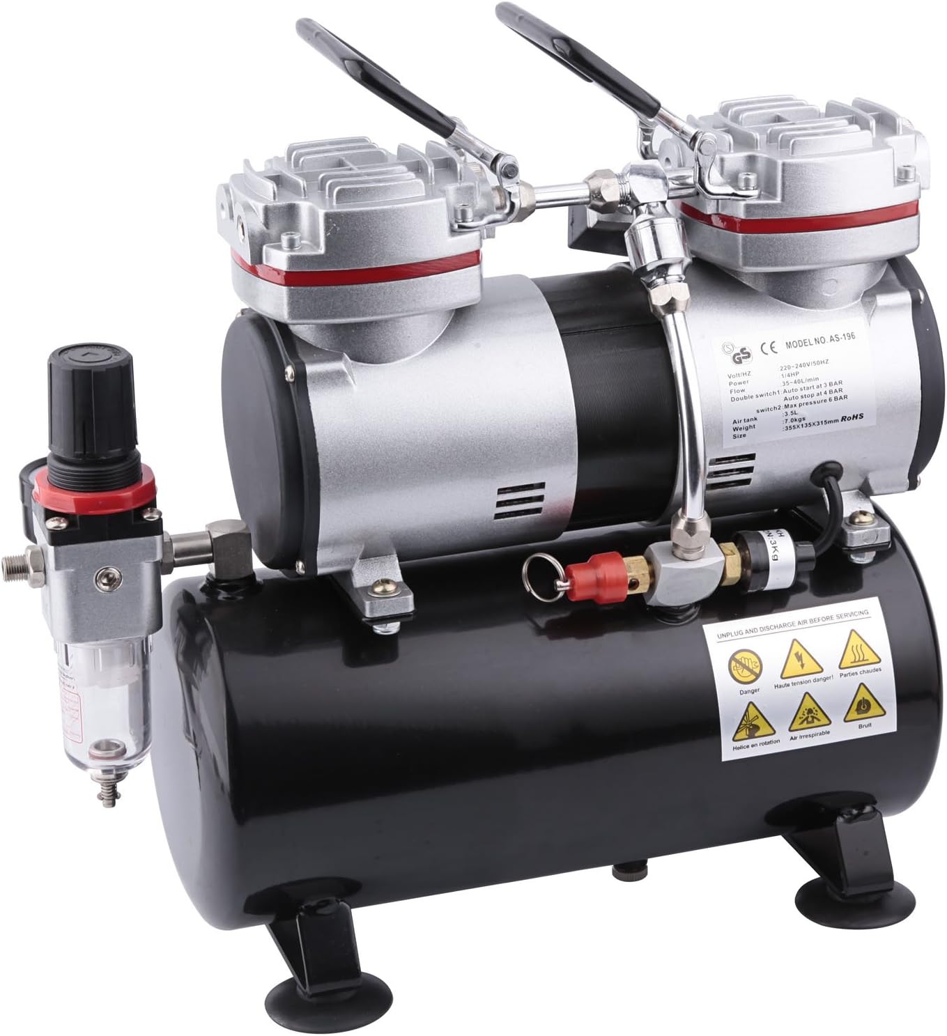 Compresor Fengda FD-196 (Doble Pistón con Calderín 3L)